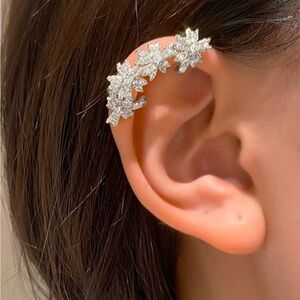 Elegant Silver Floral Ear Cuff